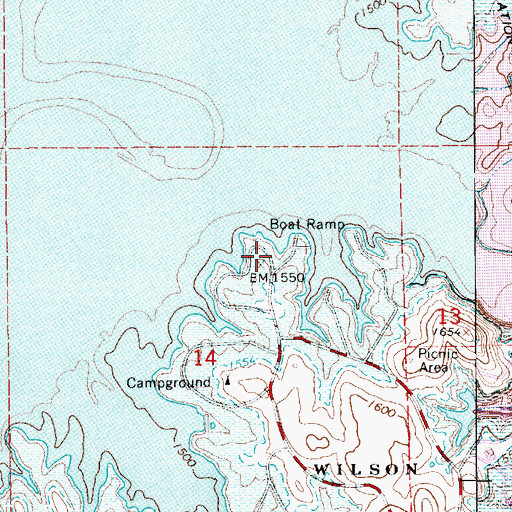 Topographic Map of Wilson State Park Side Oats Campground, KS