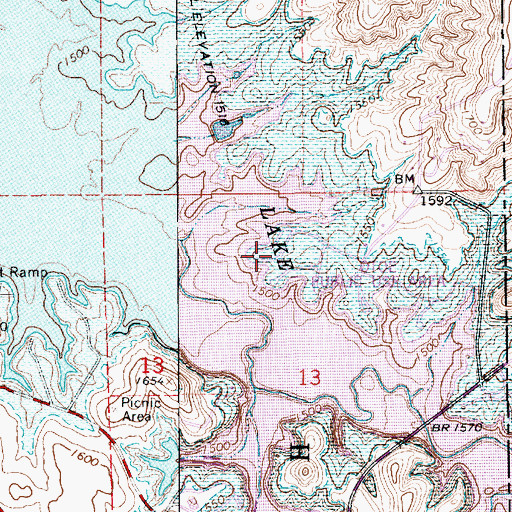 Topographic Map of Wilson State Park Sunflower Campground, KS