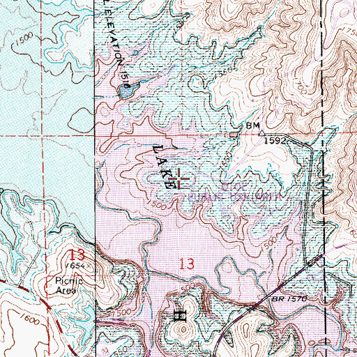 Topographic Map of Wilson State Park Yarrow Campground, KS