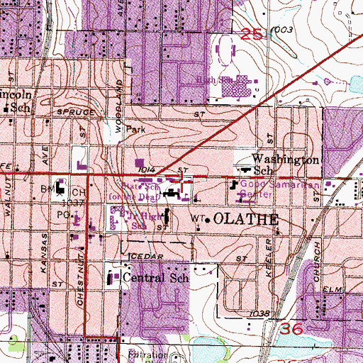 Topographic Map of The Kansas State School for the Deaf Edward S Foltz Gymnasium, KS