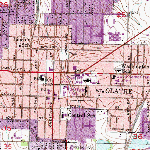 Topographic Map of The Kansas State School for the Deaf Luther H Taylor Gymnasium, KS