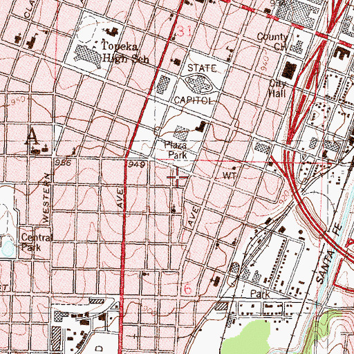 Topographic Map of YWCA of Topeka, KS