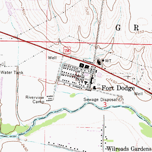 Topographic Map of Fort Dodge Chapel, KS