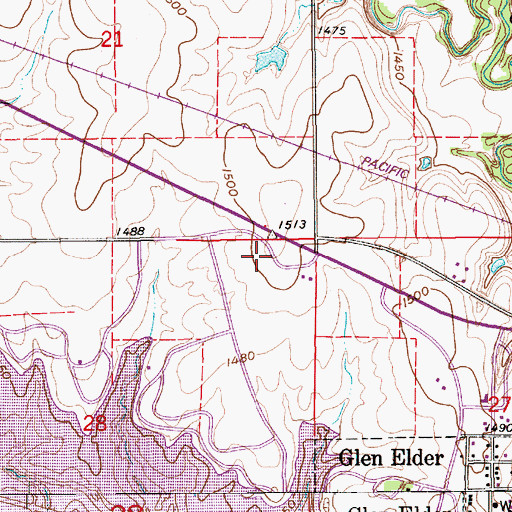 Topographic Map of Glen Elder State Park Visitors Center, KS