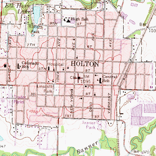 Topographic Map of Jackson County Courthouse, KS