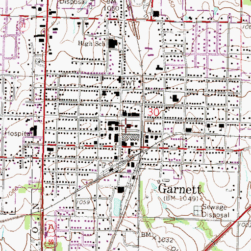 Topographic Map of Anderson County Courthouse, KS