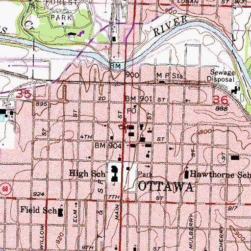 Topographic Map of Franklin County Courthouse, KS