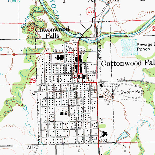 Topographic Map of Chase County Courthouse, KS