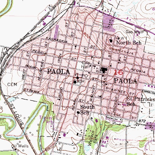 Topographic Map of Miami County Courthouse, KS