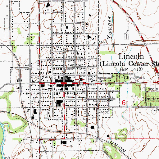 Topographic Map of Lincoln County Courthouse, KS