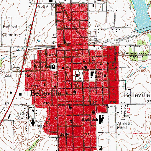 Topographic Map of Republic County Courthouse, KS