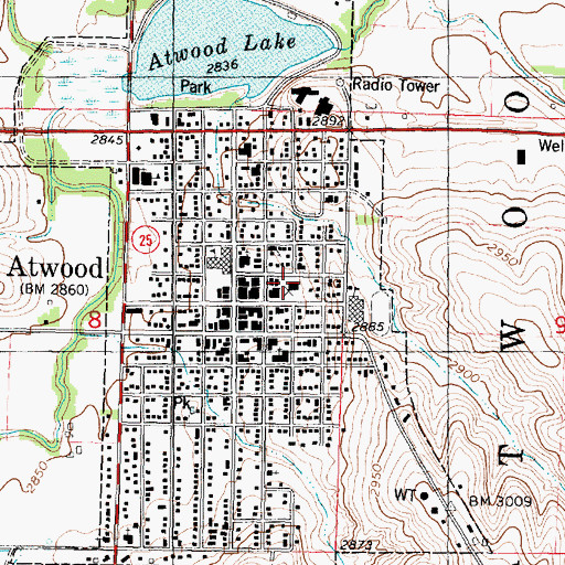 Topographic Map of Rawlins County Courthouse, KS