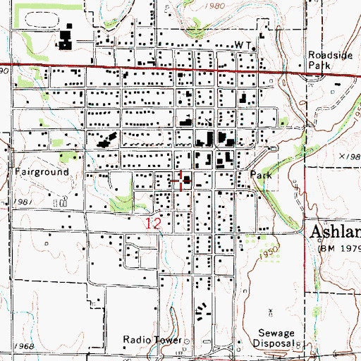Topographic Map of Clark County Courthouse, KS