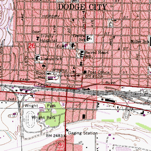 Topographic Map of Ford County Courthouse, KS