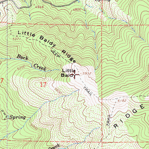 Topographic Map of Little Baldy, CA