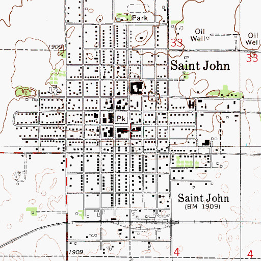 Topographic Map of Stafford County Courthouse, KS