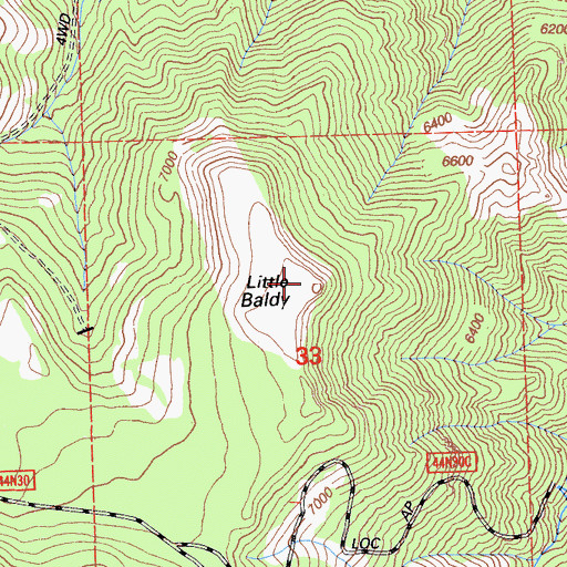 Topographic Map of Little Baldy, CA