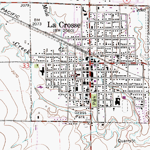 Topographic Map of Rush County Courthouse, KS