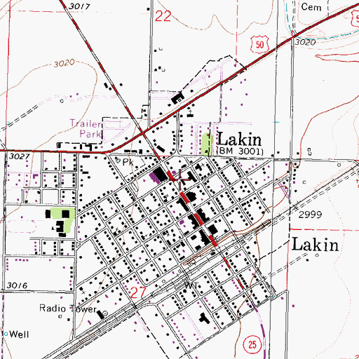 Topographic Map of Kearny County Courthouse, KS
