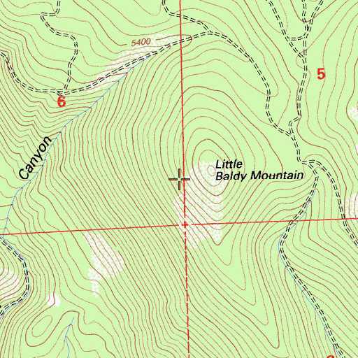 Topographic Map of Little Baldy Mountain, CA