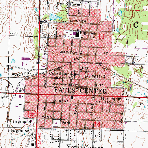 Topographic Map of Woodson County Courthouse, KS