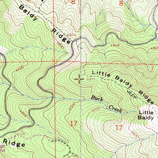 Topographic Map of Little Baldy Ridge, CA