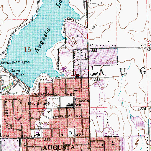 Topographic Map of Kansas National Guard Armory Augusta, KS