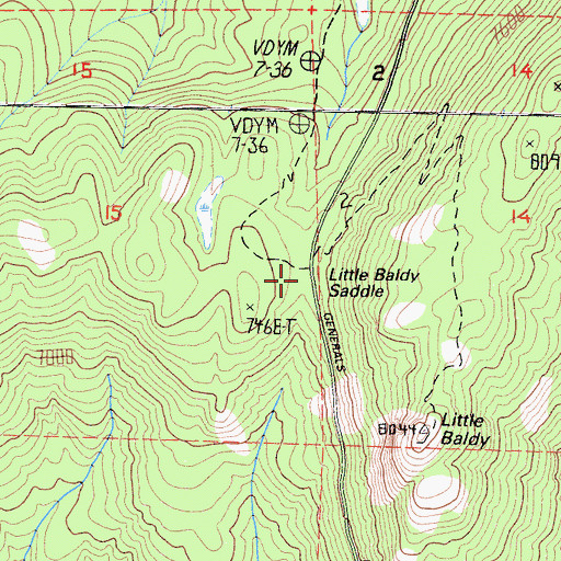 Topographic Map of Little Baldy Saddle, CA