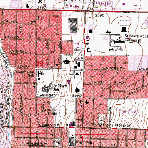 Topographic Map of Kansas National Guard Armory Dodge City, KS