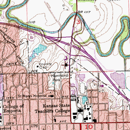 Topographic Map of Kansas National Guard Armory Emporia, KS