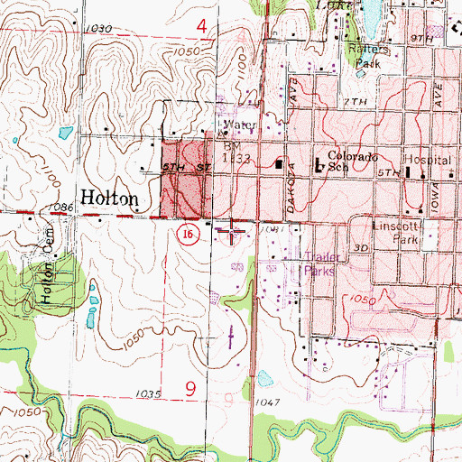 Topographic Map of Kansas National Guard Armory Holton, KS