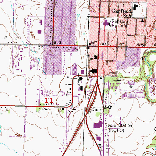 Topographic Map of Kansas National Guard Armory Ottawa, KS