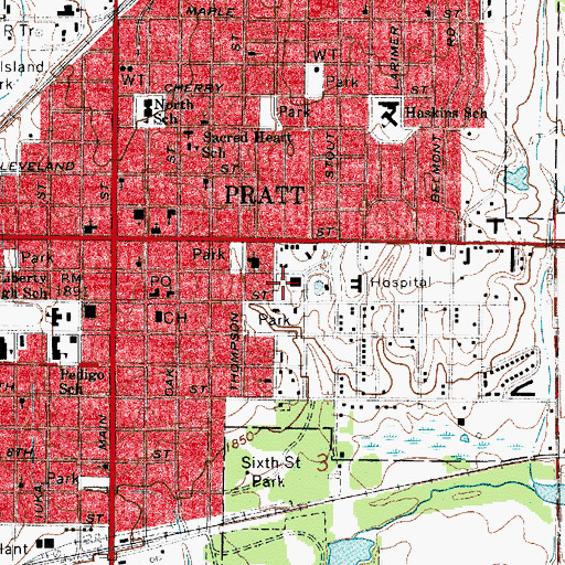 Topographic Map of Kansas National Guard Armory Pratt, KS