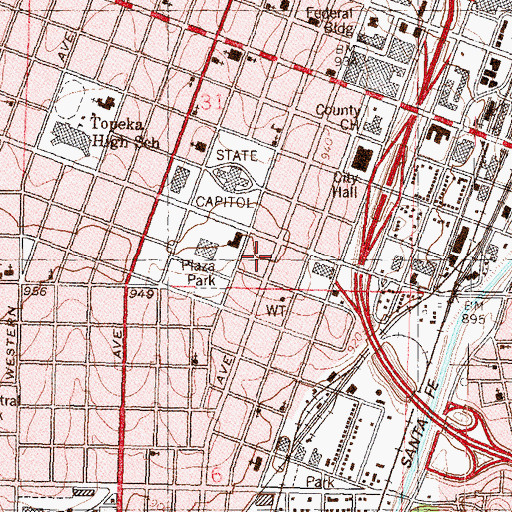 Topographic Map of Charles Curtis State Office Building, KS