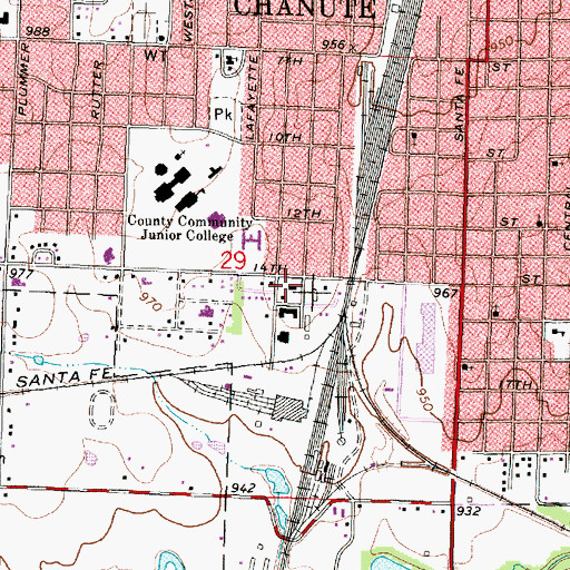 Topographic Map of Kansas Department of Transportation District Four Office, KS