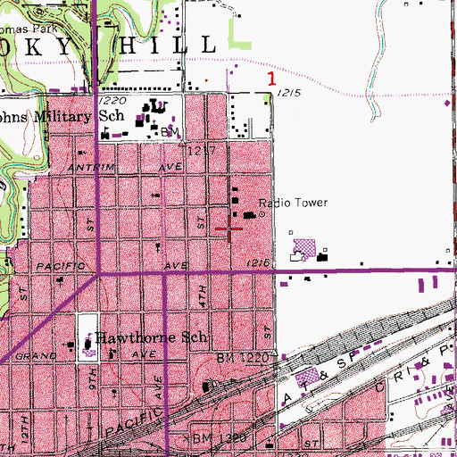 Topographic Map of Kansas Department of Transportation District Two Office, KS