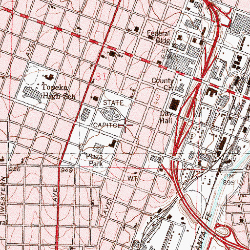 Topographic Map of Landon State Office Building, KS