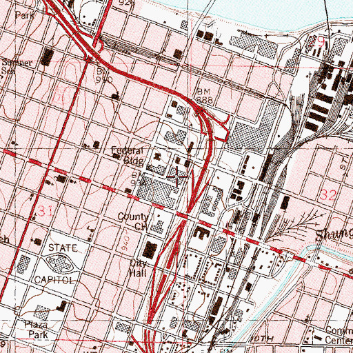 Topographic Map of Frank Carlson Federal Building, KS