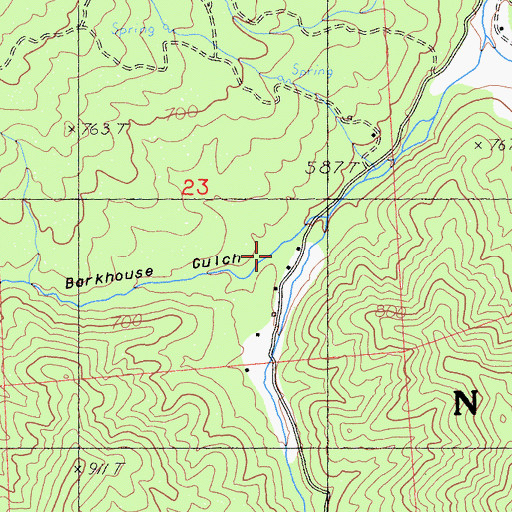 Topographic Map of Little Barkhouse Gulch, CA