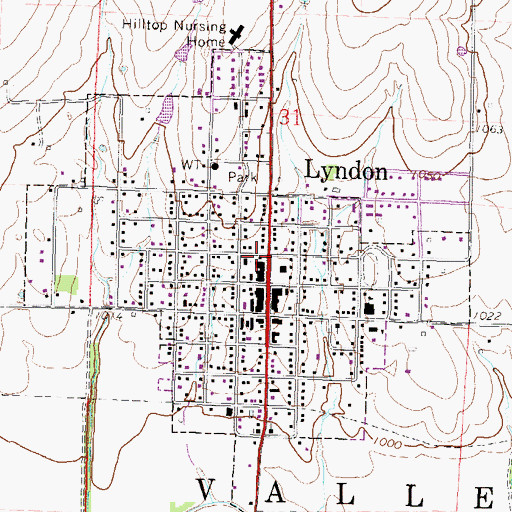 Topographic Map of Lyndon City Hall, KS