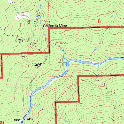 Topographic Map of Little Bear Creek, CA