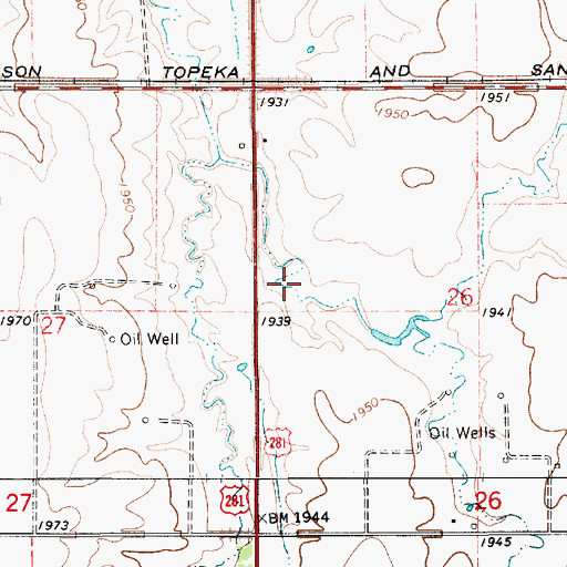 Topographic Map of KOCW - TV (Wichita), KS