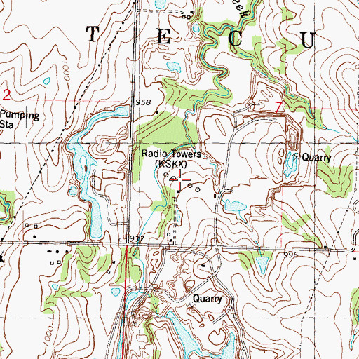 Topographic Map of KMAJ - AM (Topeka), KS