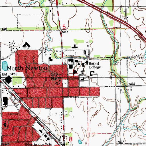 Topographic Map of KBCU - FM (North Newton), KS