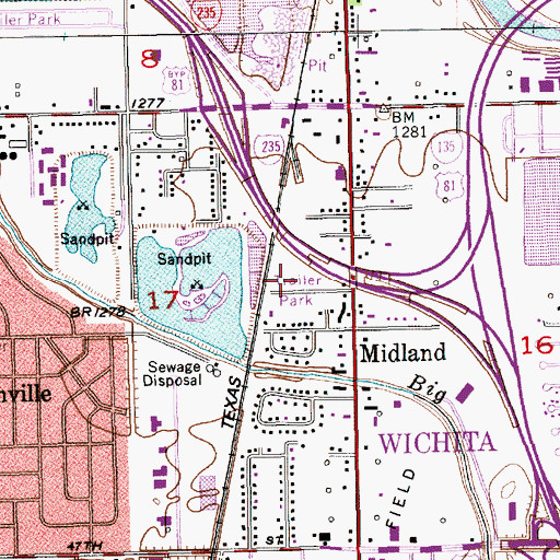 Topographic Map of KDGS - FM (Wichita), KS