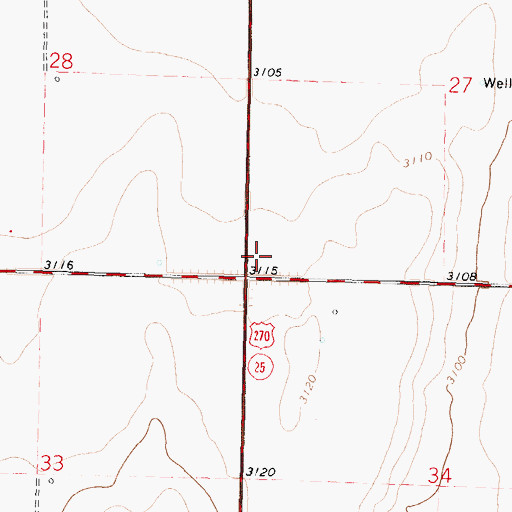 Topographic Map of KFXX - FM (Ulysses), KS