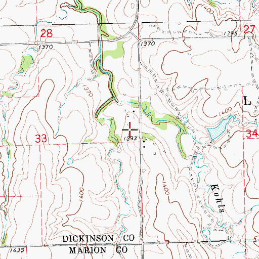 Topographic Map of KJRL - FM (Herington), KS