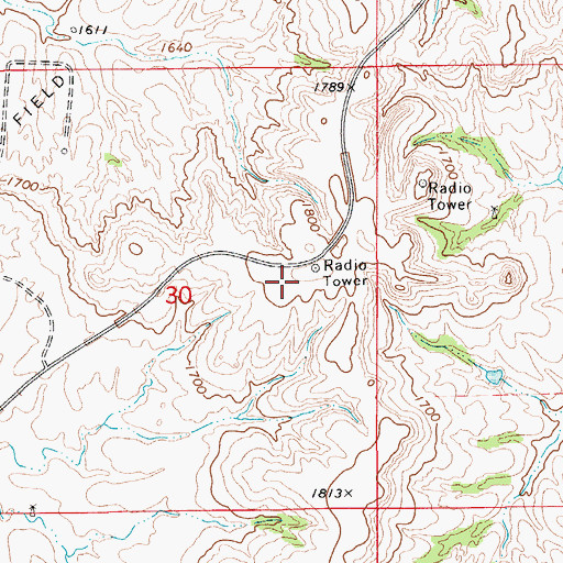Topographic Map of KREJ - FM (Medicine Lodge), KS