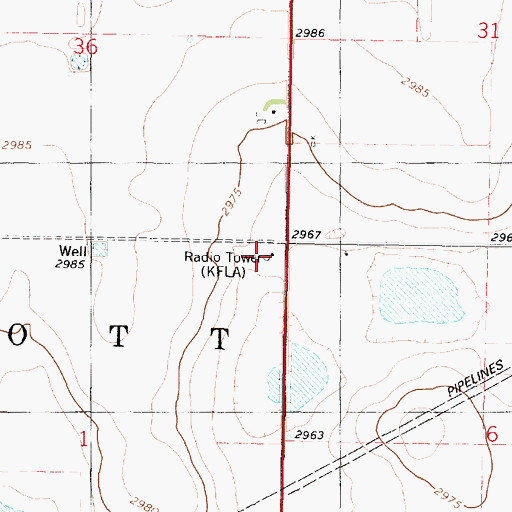 Topographic Map of KSKL - FM (Scott City), KS