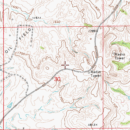 Topographic Map of KSNS - FM (Medicine Lodge), KS